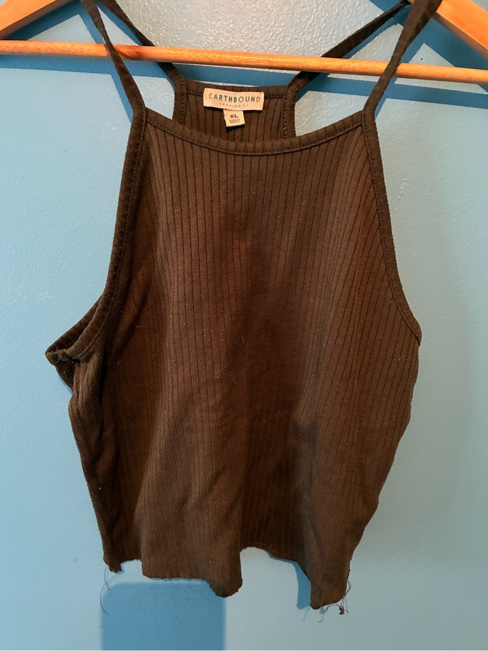 EARTHBOUND dark green Ribbed High-Neck Tank